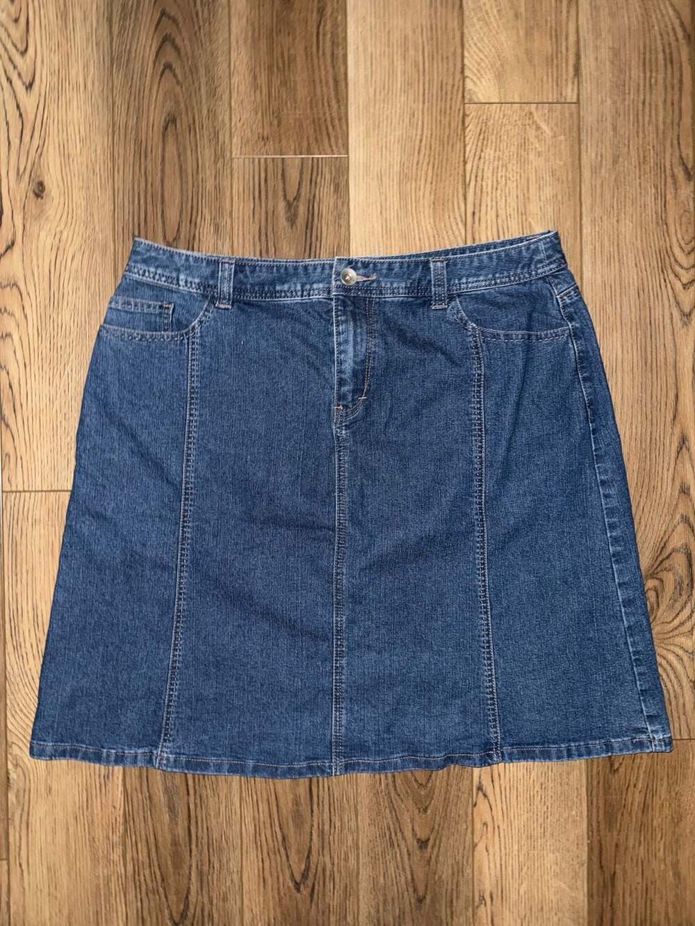 Christopher & Banks Blue Denim Jean Skirt with Flap Pockets Size 14